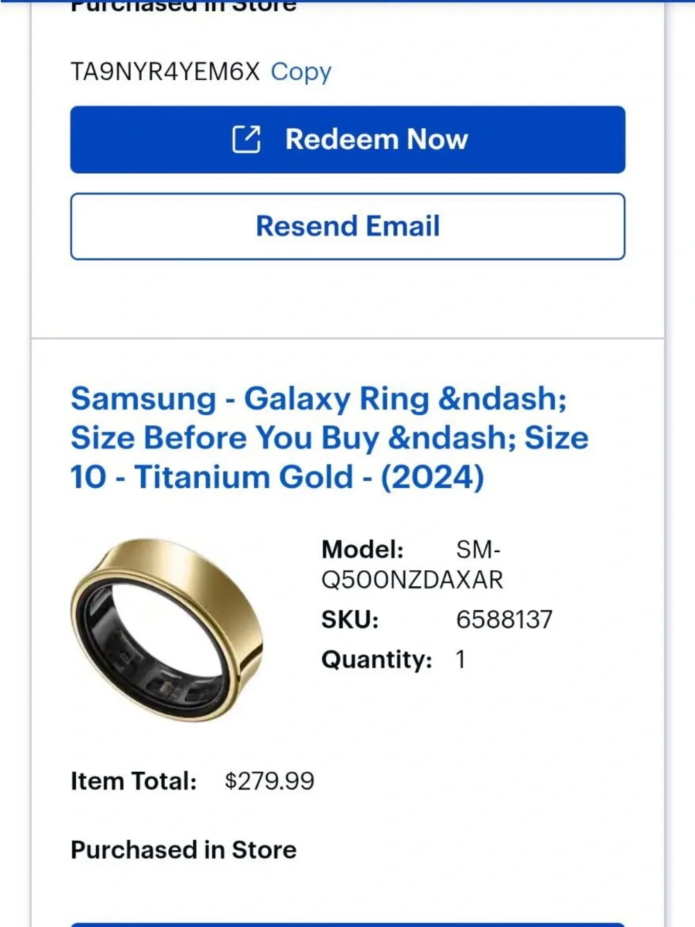 Samsung Galaxy Ring with Magnetic Wireless Charger - Size 10